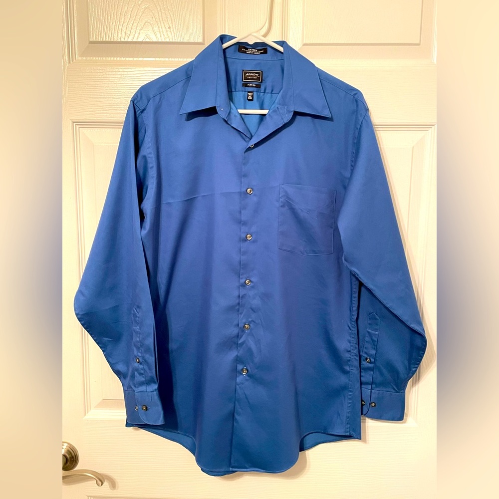 Arrow Fitted Button Down Dress Shirt Blue